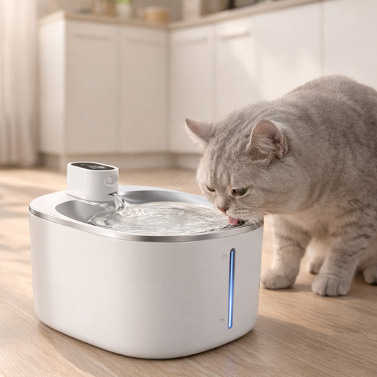 Fontaine à eau pour chat sans fil 4L – Acier inoxydable, batterie rechargeable, 3 modes