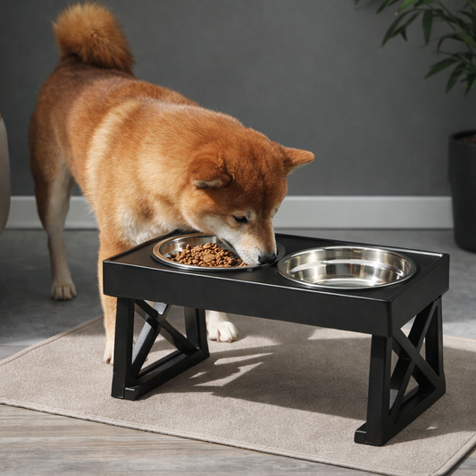 Gamelle surélevée réglable pour chien - 3 hauteurs ajustables - Bol standard ou anti-glouton - Inclinaison 15°