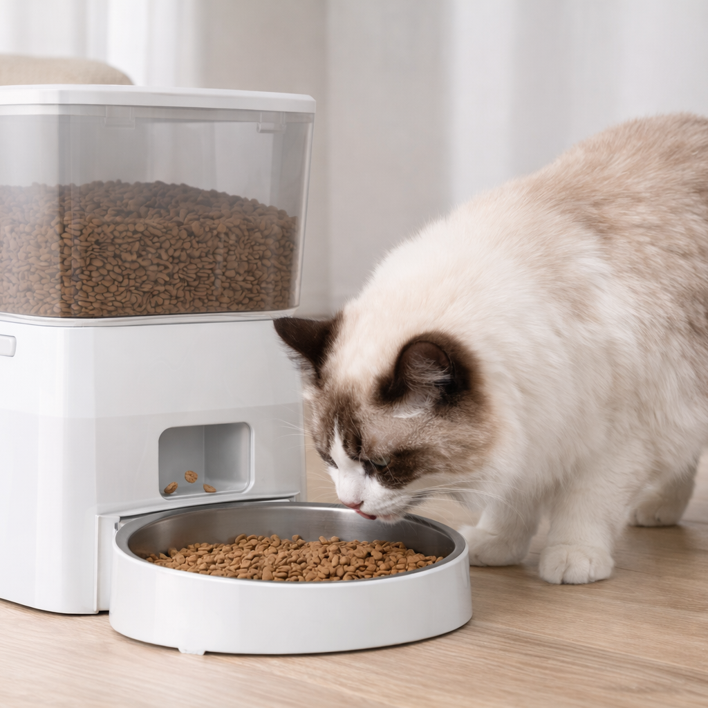 Distributeur automatique de croquettes pour chat programmable – Réservoir 4L, pour nourriture sèche