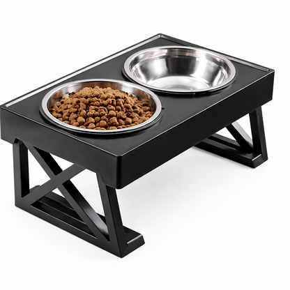 Gamelle surélevée réglable pour chien - 3 hauteurs ajustables - Bol standard ou anti-glouton - Inclinaison 15°